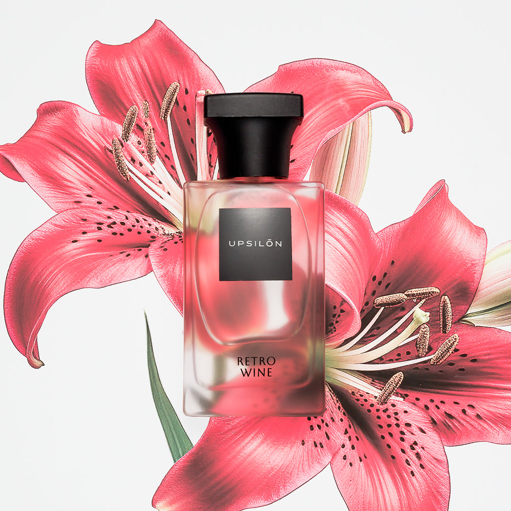 A captivating bottle of UPSILON Retro Wine Eau de Parfum for Women