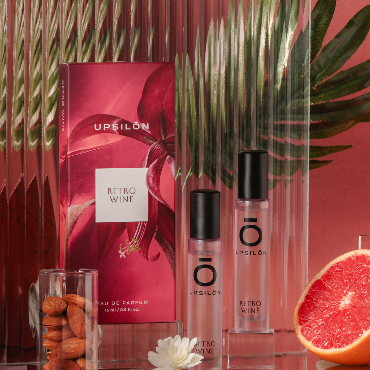 travel-sized bottles of UPSILON Eau de Parfum for Women, Retro Wine