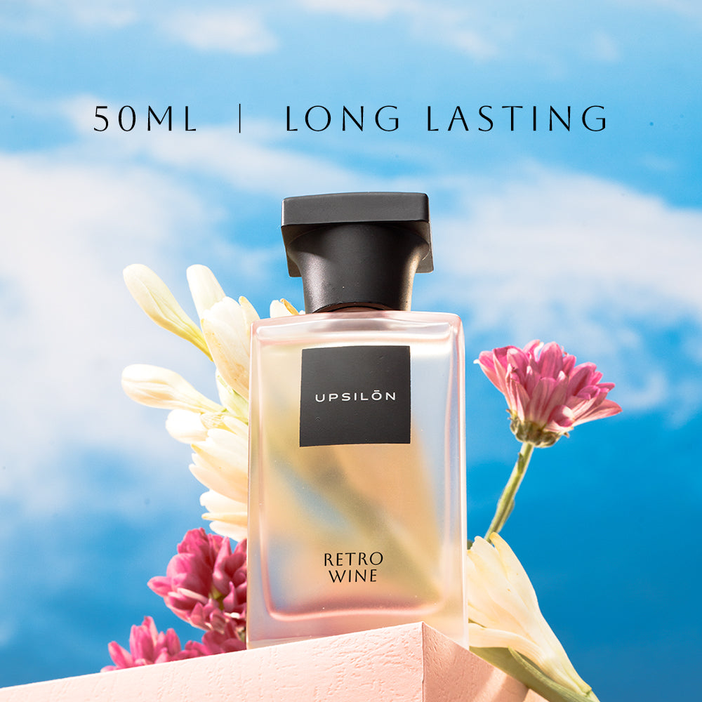 Upsilon Retro Wine Eau de Parfum for Women, 50ml, long-lasting luxury fragrance.