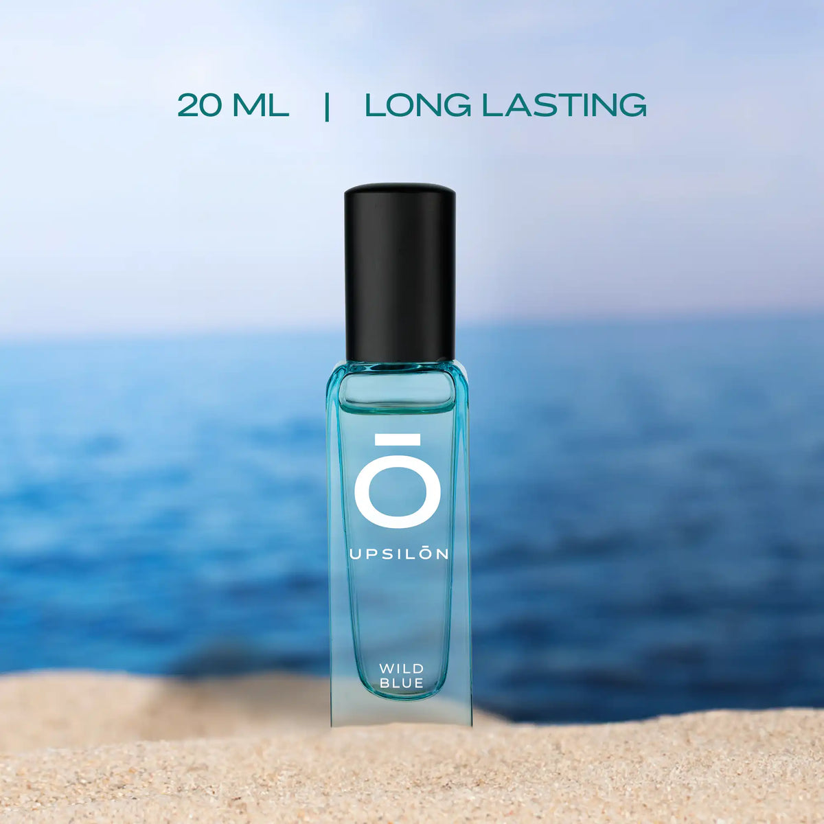 0ml bottle of Upsilon Wild Blue Eau de Parfum, a long-lasting men's fragrance with fresh, aquatic notes