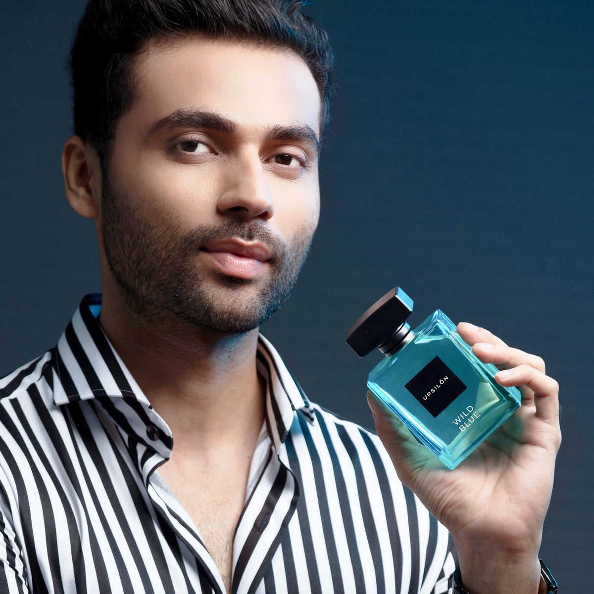 UPSILON Wild Blue Eau de Parfum for Men, 100ml. Premium, long-lasting, fresh and powerful fragrance. Travel-friendly luxury parfum scent.